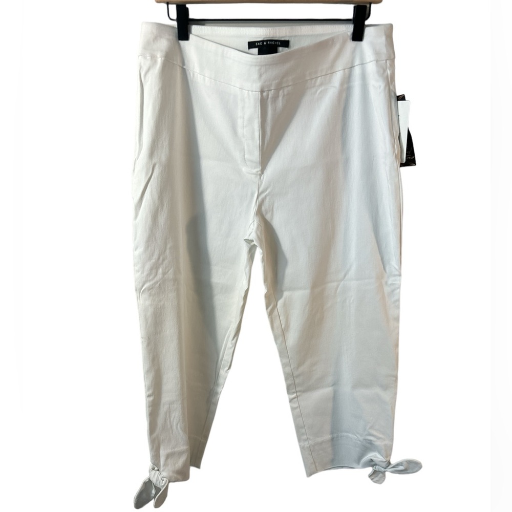 NWT Zac & Rachel white ankle length pants with tie size 12. Summer Cool Travel
